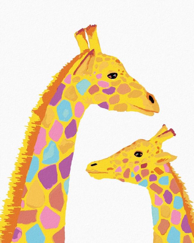 Malování podle čísel Žirafa a její mládě, 40x50 cm, bez rámu a bez vypnutí plátna