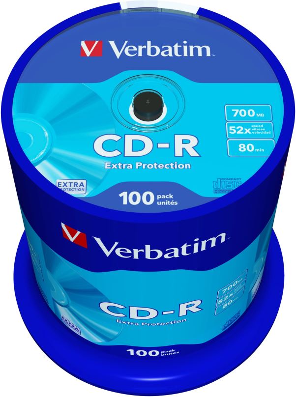 Média VERBATIM CD-R 700MB, 52x, spindle 100 ks