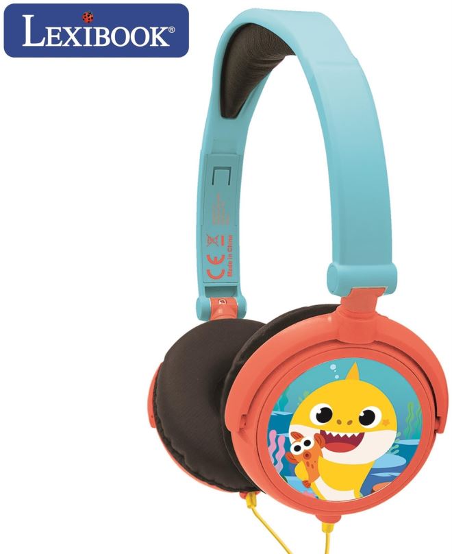 Sluchátka Lexibook Baby Shark Stereo skládací drátová sluchátka s bezpečnou hlasitostí pro děti