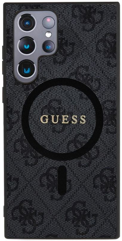 Kryt na mobil Guess PU Leather 4G Colored Ring MagSafe Zadní Kryt pro Samsung Galaxy S24 Ultra Black