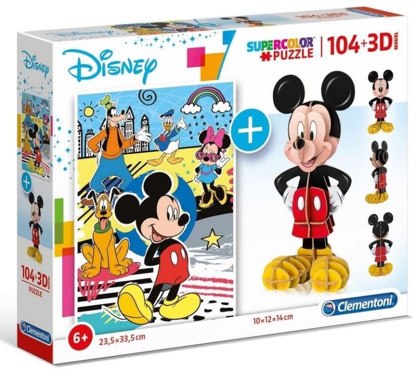 Puzzle Clementoni Puzzle Mickey Mouse 104 dílků a 3D puzzle Mickey