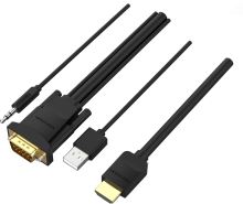 Video kabel Vention HDMI to VGA Cable with Audio Output & USB Power Supply 1M Black