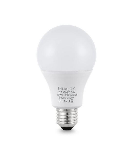 LED stmívatelná žárovka Minalox A70 E27/10W/24V