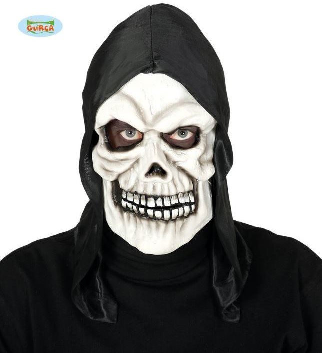 Karnevalová maska Maska Kostlivec - Lebka s Kapucí - Halloween - 22 x 20 x 43 cm