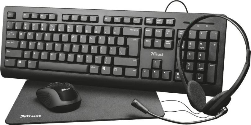 Set klávesnice a myši Trust Primo 4-in-1 Home Office Set - CZ/SK