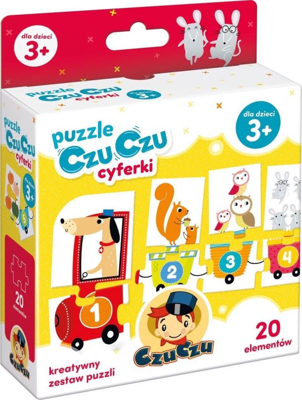 CZUCZU Puzzle Vláček se zvířátky a číslicemi 20 dílků