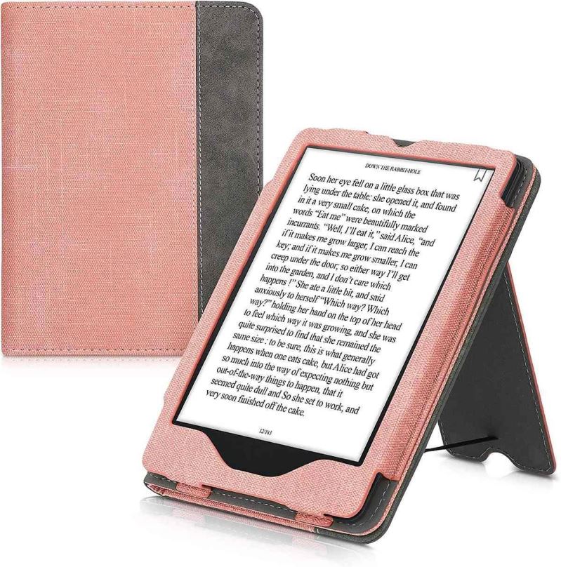 Pouzdro na čtečku knih KW Mobile - Double Leather - KW5626107 - Pouzdro pro Amazon Kindle Paperwhite 5 (2021) - šedá, růžov