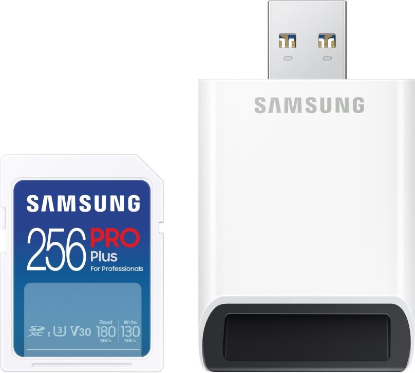 Paměťová karta Samsung SDXC 256GB PRO PLUS + USB adaptér (2023)