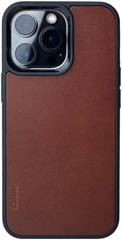 Kryt na mobil Lemory iPhone 14 Pro Max kožený kryt s podporou MagSafe hnědá