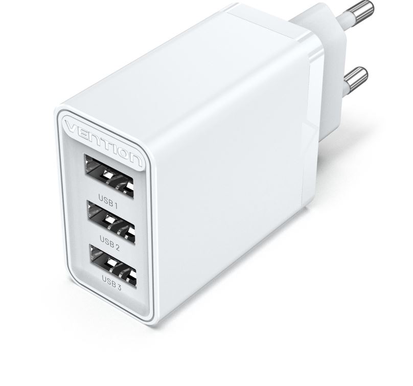 Nabíječka do sítě Vention 3-port USB Wall Charger (12W/12W/12W) White