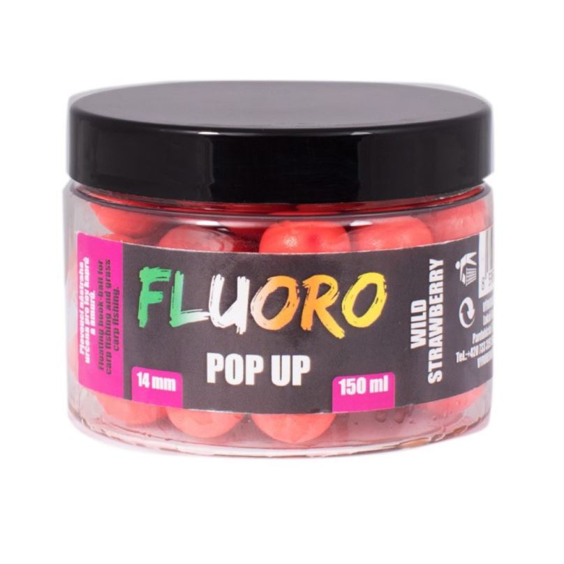 LK Baits Pop-Up Fluoro Boilies Wild Strawberry 150ml 14mm