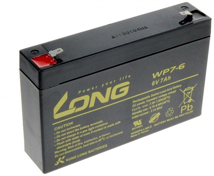 Baterie pro záložní zdroje Long 6V 7Ah olověný akumulátor F1 (WP7-6)
