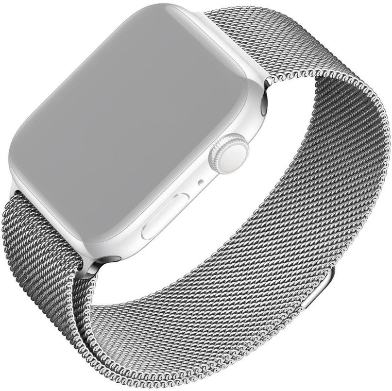 Řemínek FIXED Mesh Strap pro Apple Watch 42/44/45/Ultra 49mm stříbrný