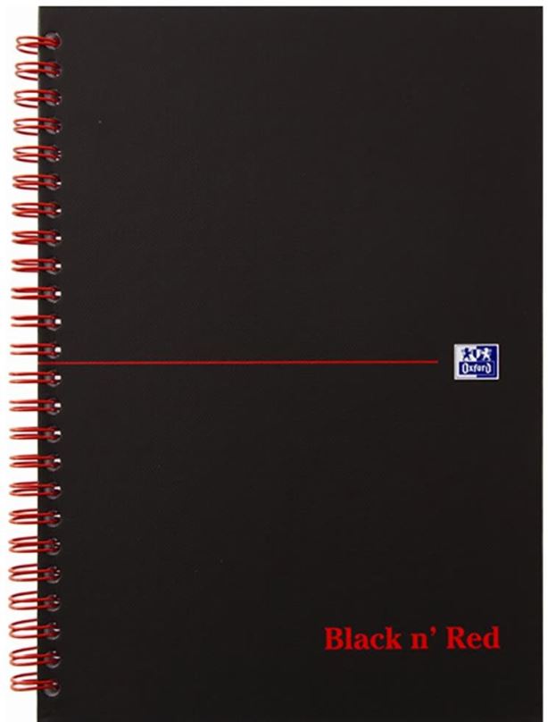 Zápisník OXFORD Black n´ Red Notebook A5, 70 listů, čtverečkovaný