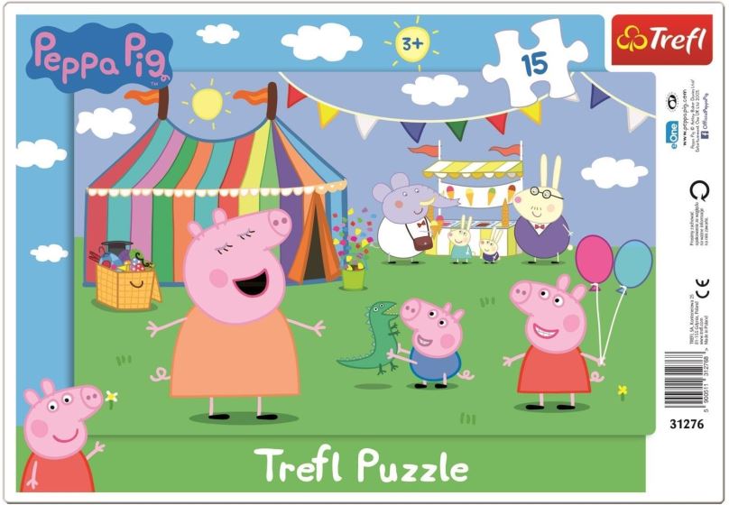 Puzzle Trefl Puzzle deskové V zábavním parku Prasátko Peppa 15dílků