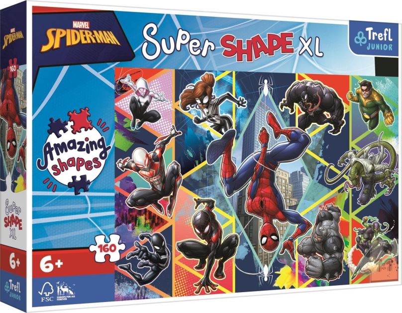 Puzzle Trefl Puzzle Super Shape XL Spiderman: Přidej se 160 dílků