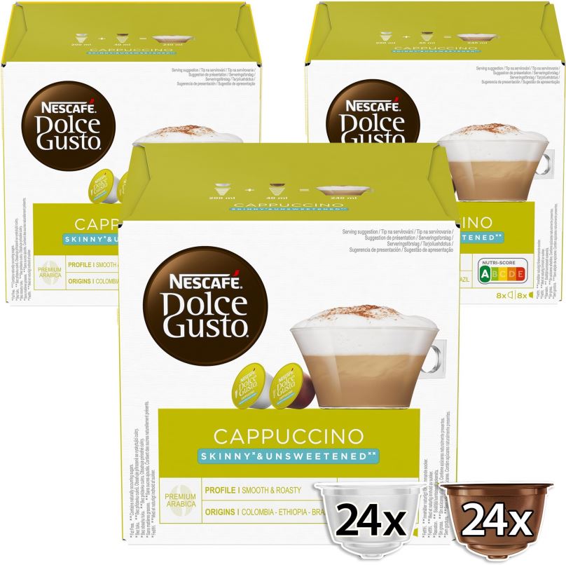 Kávové kapsle NESCAFÉ® Dolce Gusto® Cappuccino Skinny Unsweetened karton 3x16 ks