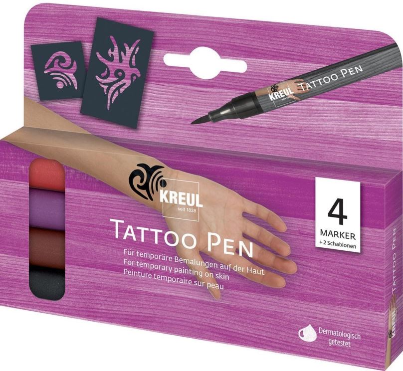Fixy KREUL Tattoo Pen Set tetovací sada, 4 barvy