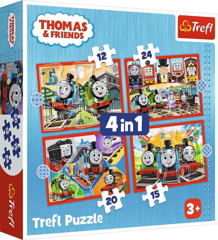Puzzle Trefl Puzzle Mašinka Tomáš 4 v 1 (12,15, 20, 24 dílků)