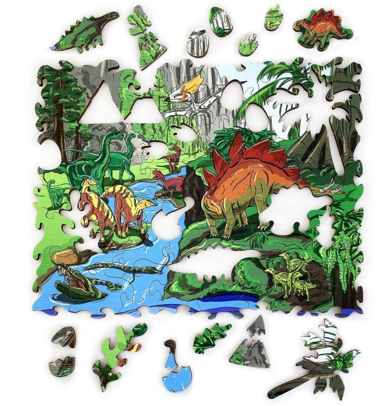 Dřevěné puzzle Dřevěné Puzzle Suchozemští Dinosauři
