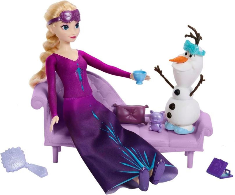 Mattel Disney Frozen Elsa na dobrou noc s figurkou Olafa, HLX27