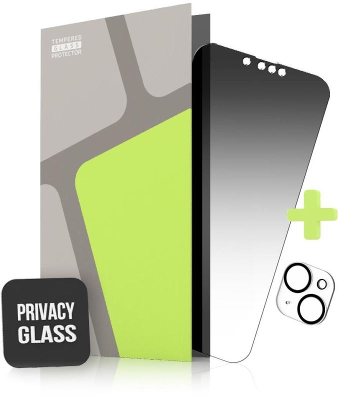 Ochranné sklo Tempered Glass Protector pro iPhone 14, Privacy Glass + sklo na kameru (Case Friendly)