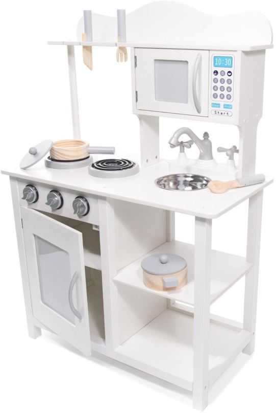 Dětská kuchyňka KIK KX6490 Dětská dřevěná kuchyňka s příslušenstvím XL 85 cm bílá