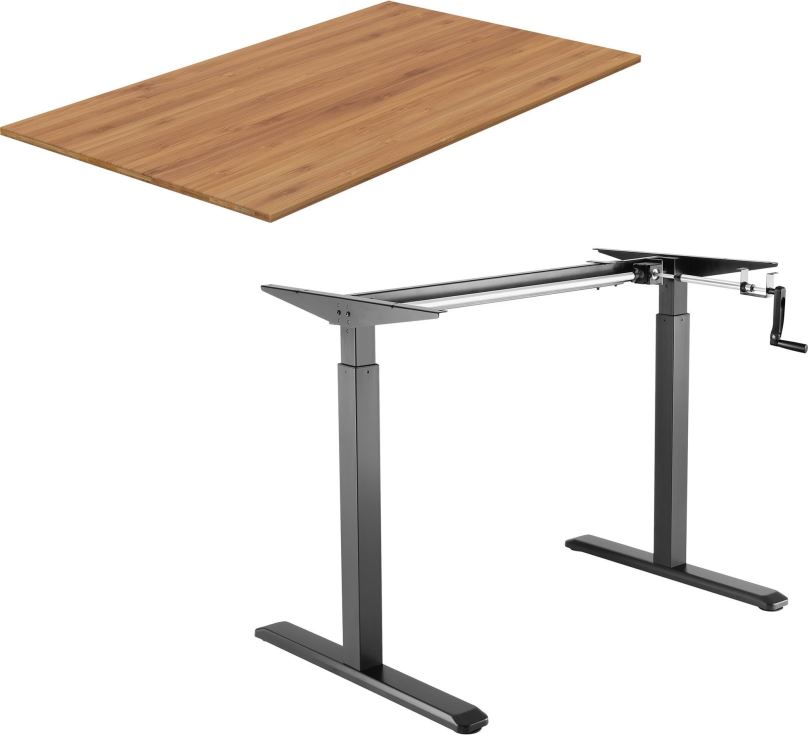 Výškově nastavitelný stůl AlzaErgo Table ET3 černý + deska TTE-01 140x80cm bambusová