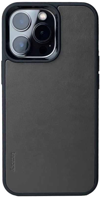 Kryt na mobil Lemory iPhone 14 Pro kožený kryt s podporou MagSafe šedá