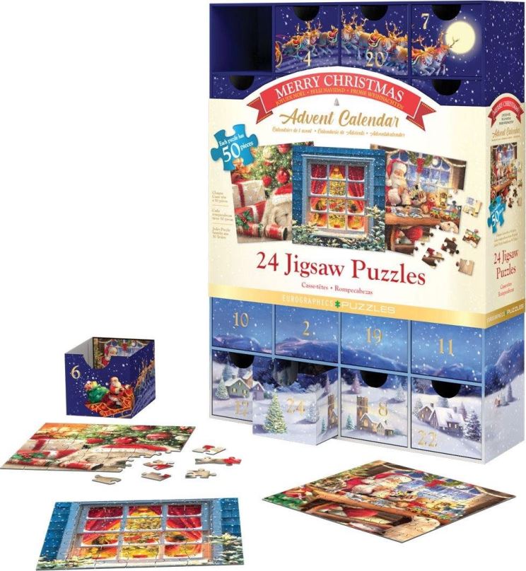 Adventní kalendář Eurographics Puzzle Adventní kalendář: Veselé Vánoce 24x50 dílků
