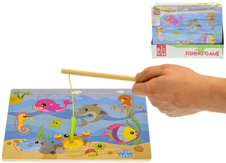 Společenská hra Hra ryby dřevěná magnetická 30x22cm 24m+ 12ks v DBX