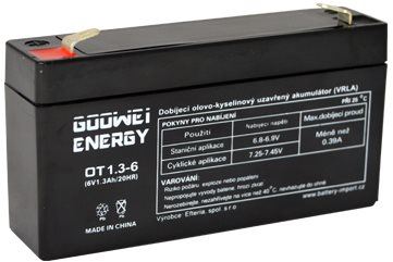 Baterie pro záložní zdroje GOOWEI ENERGY Bezúdržbový olověný akumulátor OT1.3-6, 6V, 1.3Ah