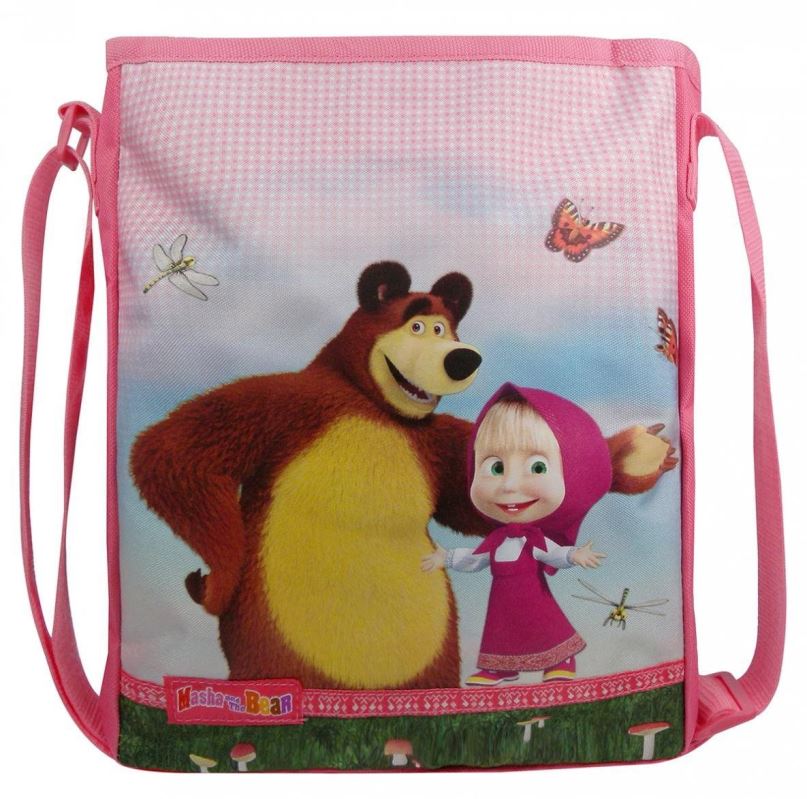 Taška přes rameno Dívčí taška Máša a medvěd malinová