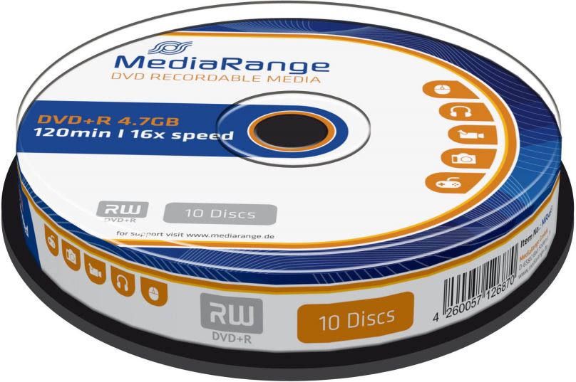 Média MEDIARANGE DVD+R 4,7GB 16x spindl 10ks