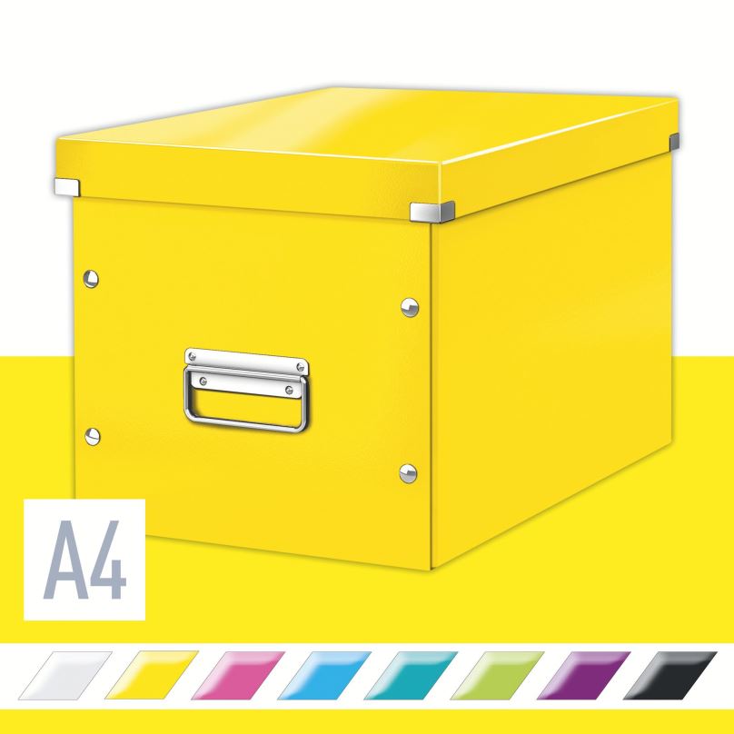 Archivační krabice LEITZ WOW Click & Store A4 32 x 31 x 36 cm, žlutá