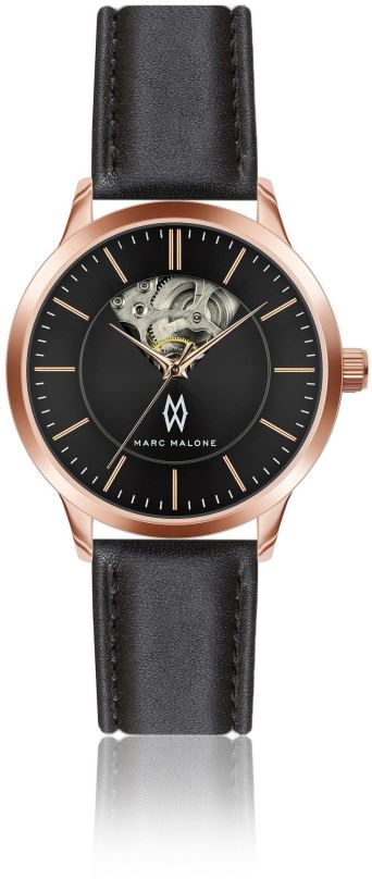 Pánské hodinky Marc Malone pánské hodinky Arthur Automatic Black Leather CBH-2100