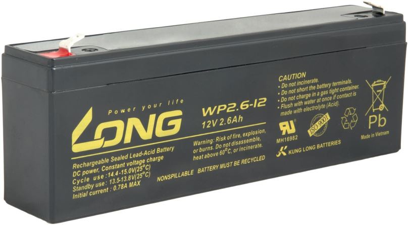 Baterie pro záložní zdroje Long baterie 12V 2,6Ah F1 (WP2.6-12)