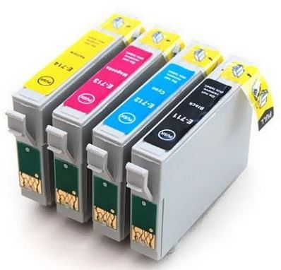 PRINTWELL sada cartridge Epson T0715, kompatibilní kazeta, černá + modrá + červená + žlutá (CMYK)