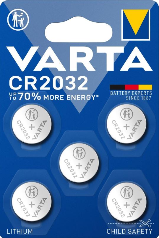 Knoflíková baterie VARTA speciální lithiová baterie CR2032 5ks