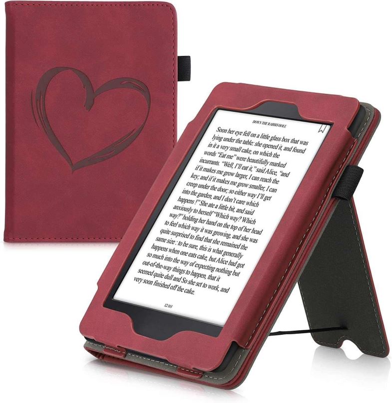 Pouzdro na čtečku knih KW Mobile - Nubuck Brushed Heart - KW5567502 - Pouzdro pro Amazon Kindle Paperwhite 1/2/3 - Dark Red