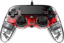 Gamepad Nacon Wired Compact Controller PS4 - průhledný červený