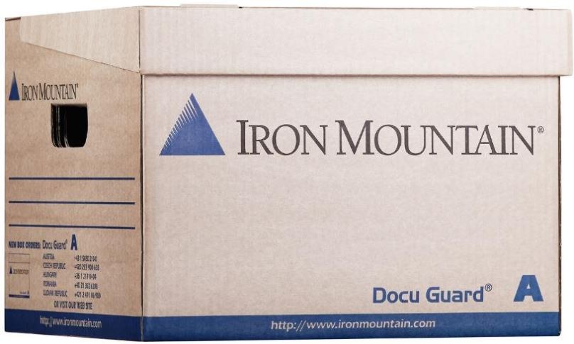 Archivační krabice Iron Mountain Box A, 35 x 31 x 25 cm, hnědo-modrá