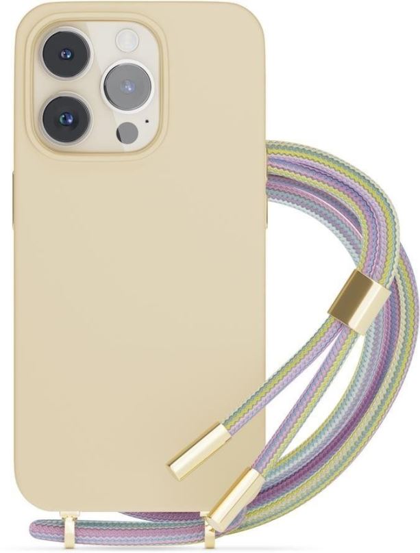 Kryt na mobil Epico silikonový kryt se šňůrkou pro iPhone 14 Plus - béžová