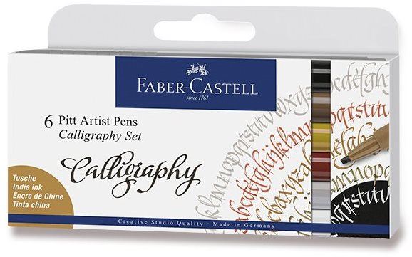 Popisovač FABER-CASTELL Pitt Artist Pen Caligraphy, 6 barev