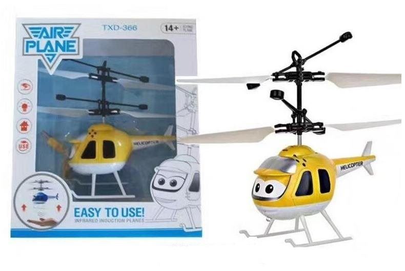 RC vrtulník FM-Electrics Mini helikoptéra žlutá ovládaná pohybem ruky a dálkovým ovladačem