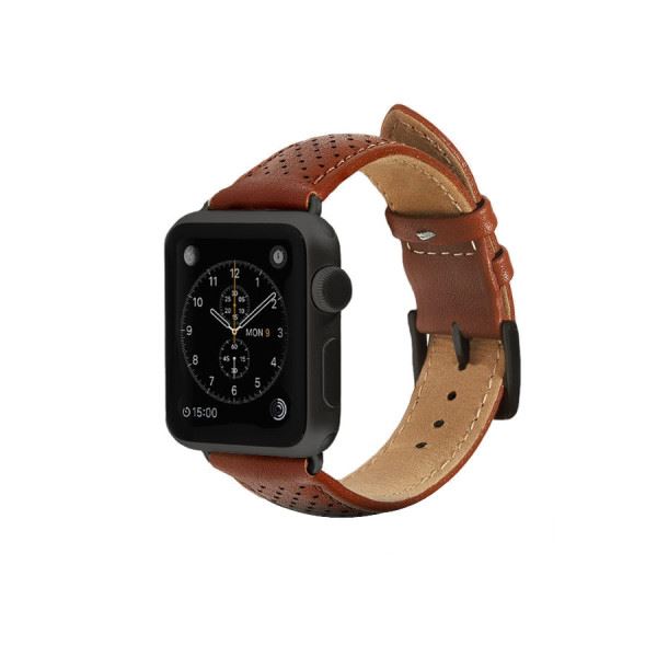 Monowear Perforated Leather Band pro Apple Watch – hnědá, Dark Gray, 42 – 44 mm