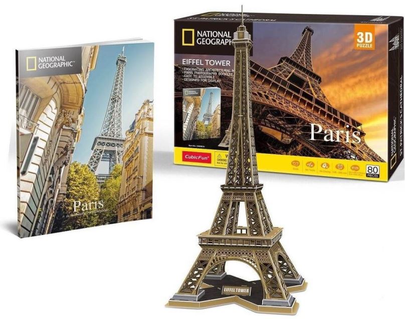 3D puzzle Cubicfun 3D puzzle National Geographic: Eiffelova věž 80 dílků