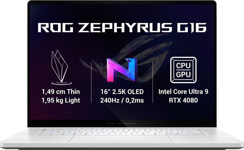 Herní notebook ASUS ROG Zephyrus G16 GU605MZ-NEBULA037W Platinum White kovový