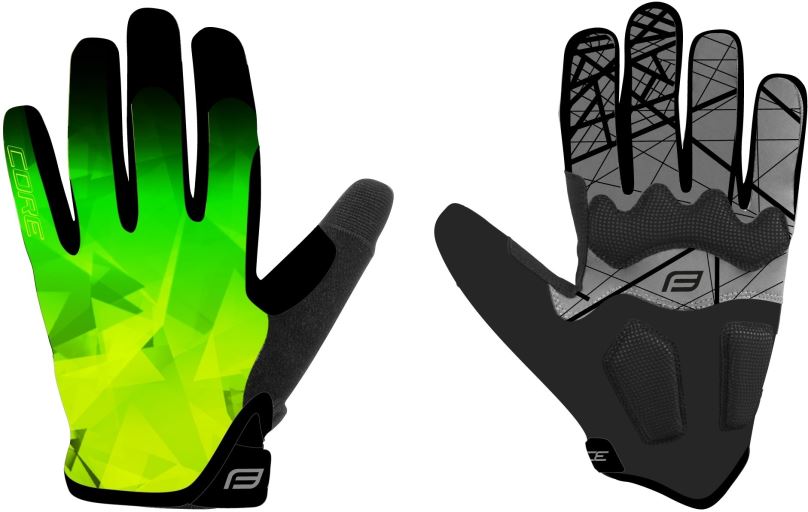 Cyklistické rukavice Force MTB CORE, fluo-zelené L