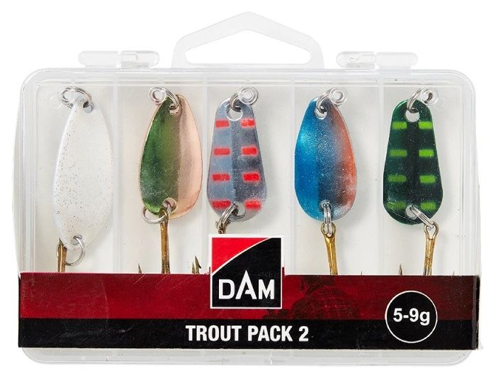 Ron Thompson Sada třpytek Trout Pack 2 5-9g 5ks + Lure Box